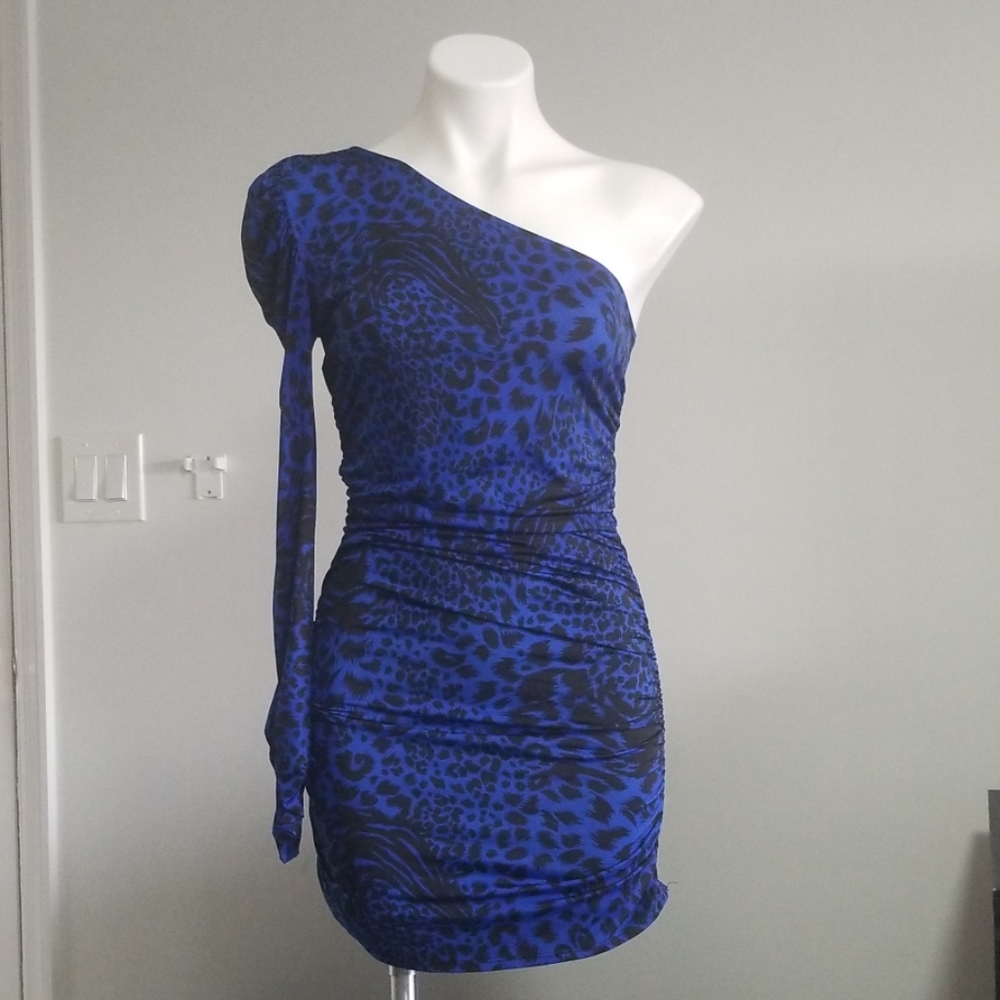 Electric blue leopard dress